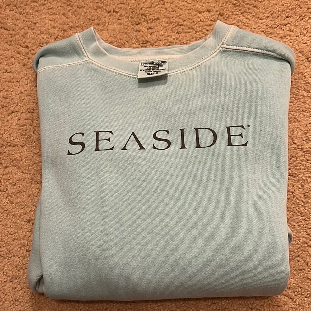 light blue seaside sweatshirt
